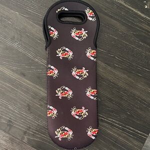 Source Unknown Black Wine Tote with Crab Design